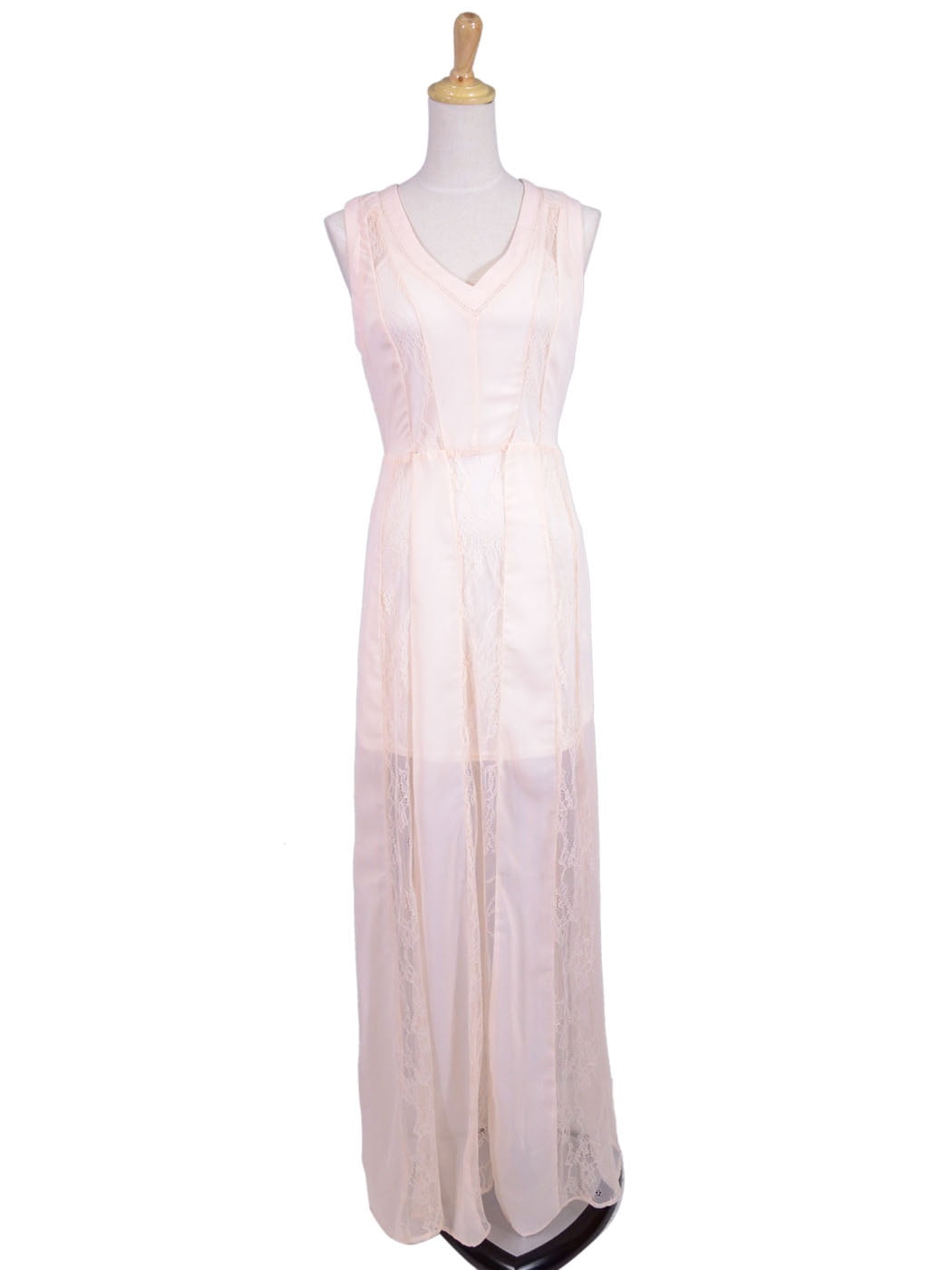 Lush Romantic Goddess V-Neck Contrast Lace Chiffon Maxi Dress - Walmart.com