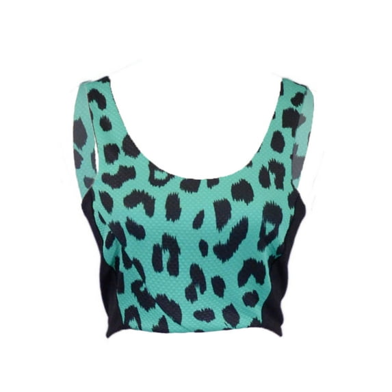 Lush Strapless Textured Leopard Print Cropped Bra Top With Zipper Closure
