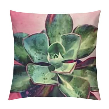 Lush Succulent Leaves Design by Daphne Polselli Throw Pillow,  Green