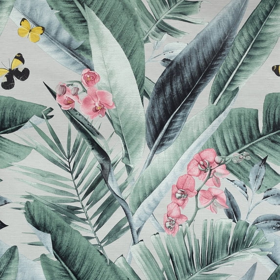 Lush Tropical Grey Multi Non-Woven Wallpaper - 20.8 in. W x 33 ft. L