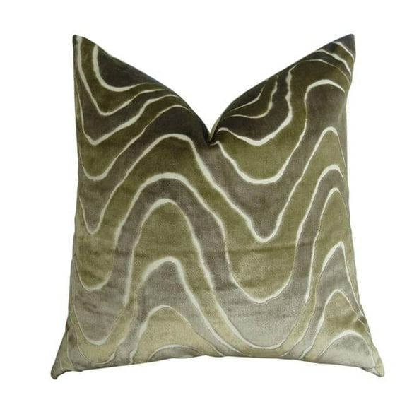 Lush Wave Handmade Throw Pillow - Taupe - Ivory & Greige - 16 x 16 in.