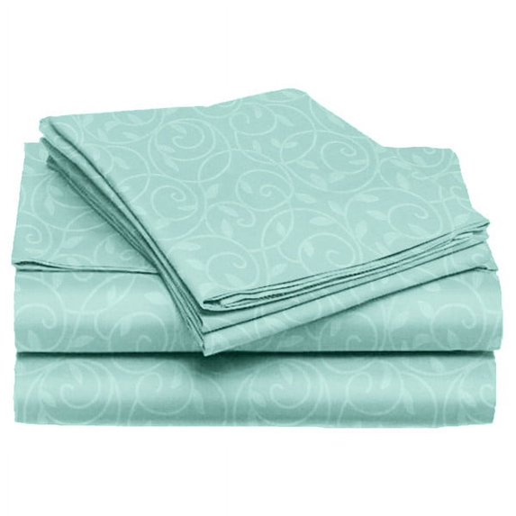 LushElegance 1800 Series Full Size 4 Piece Vine Embossed Sheet Set - Turquoise