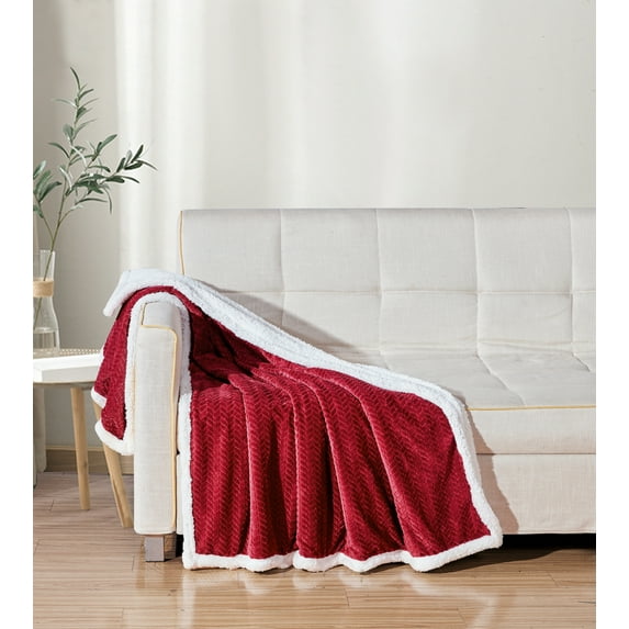 LushElegance Ultra Plush Heavy Sherpa Throw Blanket (50" x 60") - Burgundy