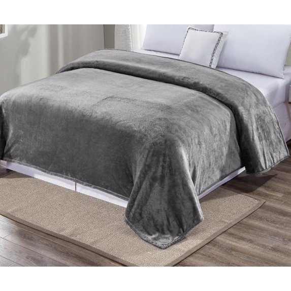 LushElegance Ultra Plush Twin Size Solid Microplush Blanket (66" x 86") - Grey