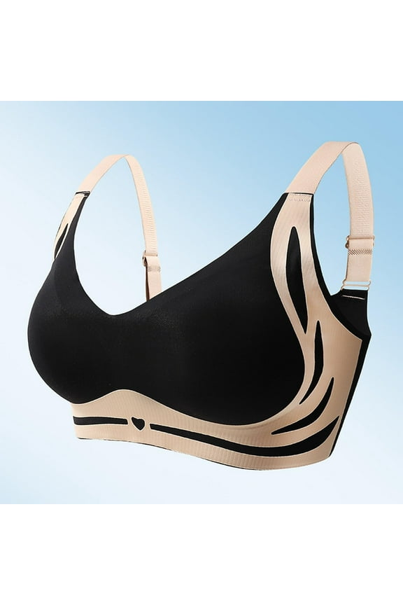 Lushfitting Powerful Push-Up Seamless Bra, Women's Full Coverage Support Anti Sagging Bra Black 44