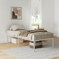 thumbnail image 1 of Lusimo 18" High Twin XL Bed Frame No Box Spring Needed Heavy Duty Steel Slats Metal Platform Bed Frame with Storage Space Under Bed Easy Assembly Noise Free, White, 1 of 8