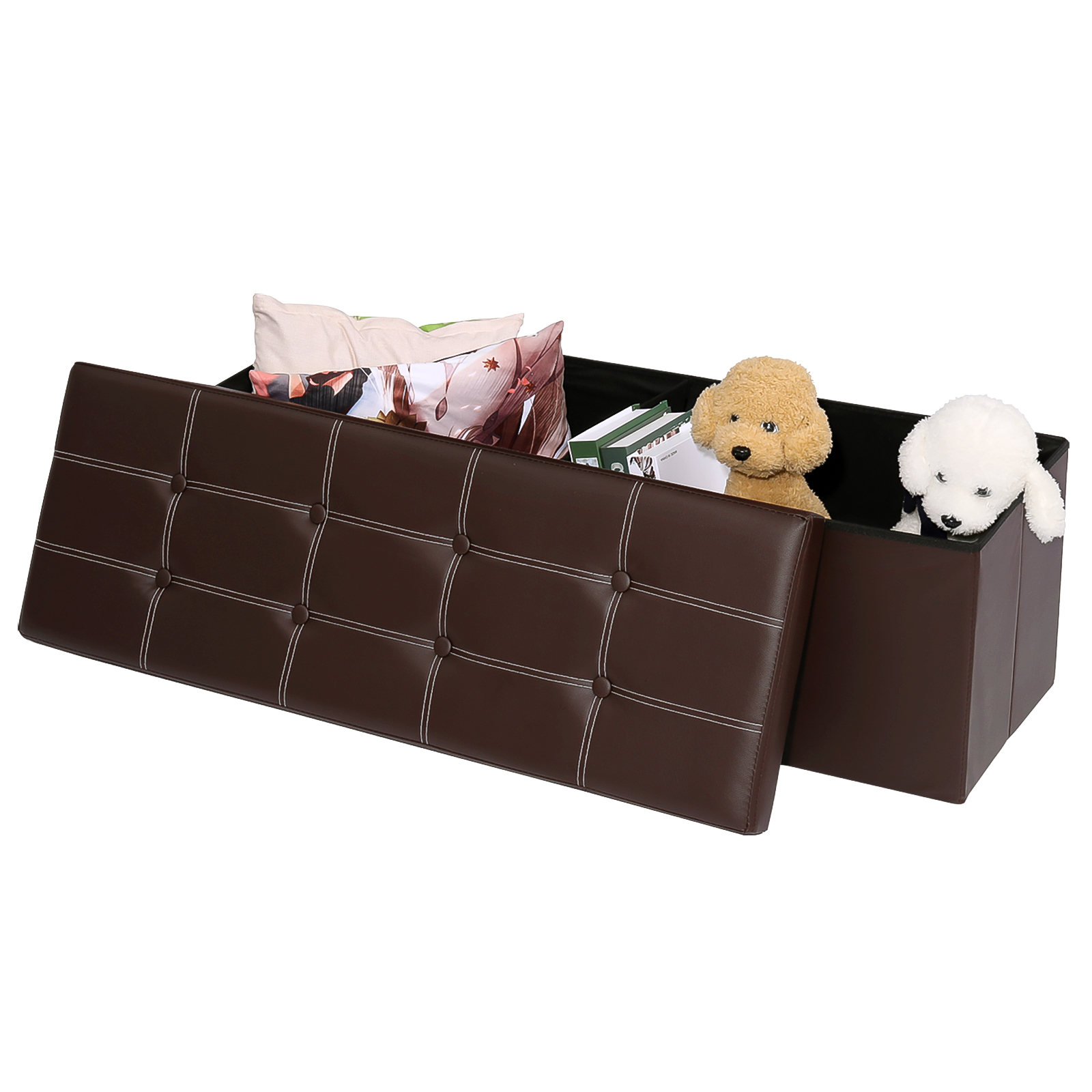 Humble Crew Harper 43" Folding Storage Ottoman Bench with Tufted Padded