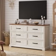 thumbnail image 1 of Hommpa Farmhouse White 6 Drawers Dresser for Bedroom, 50.8" Wide Wood Rustic Chest of Drawers TV Stand Dresser for Closet, Storage Dresser Organizer for Living Room, Hallway, Entryway, Home, 1 of 12