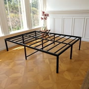 Lusimo California King Bed Frame with Ample Storage Space 18 inch Heavy Duty Steel Slat Support Metal Platform Bed Frame Durable Easy Assembly Mattress Foundation, Black