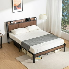 Queen LED Bed Frame with Headboard 4 Drawers 2 USB Stations Upholstered Storage Bed Dark Grey Walmart