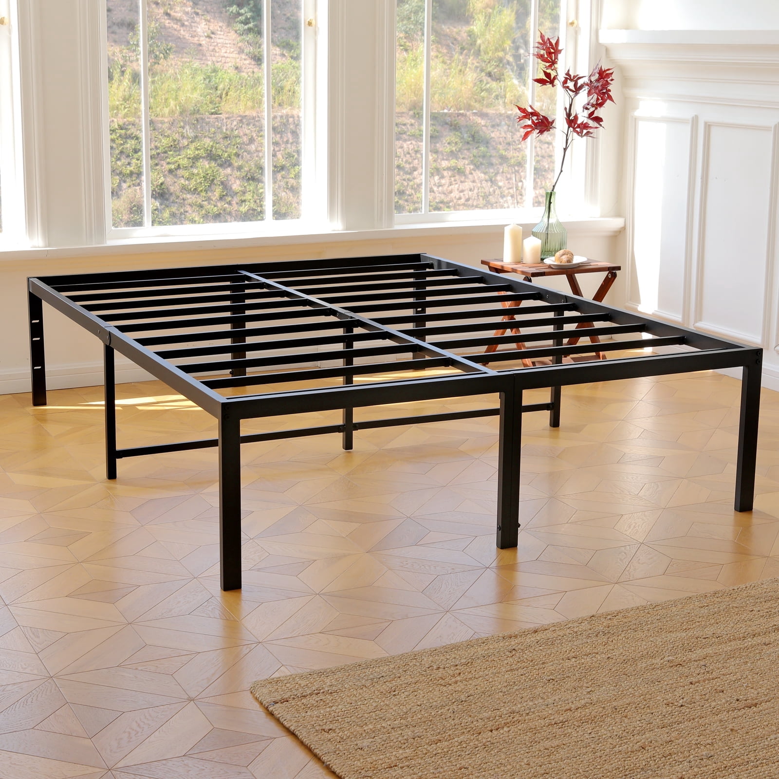 LUSIMO Full Size Metal Platform Bed Frame, 18 Inch High, Heavy Duty ...