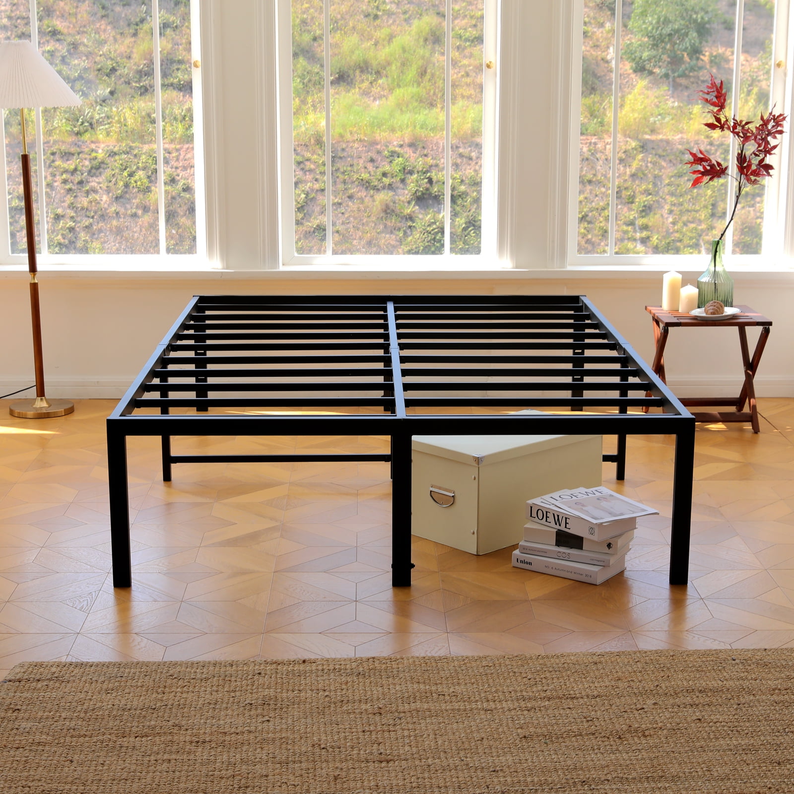Full Bed Frame with Headboard 14 inch Heavy Duty Metal Platform Bed