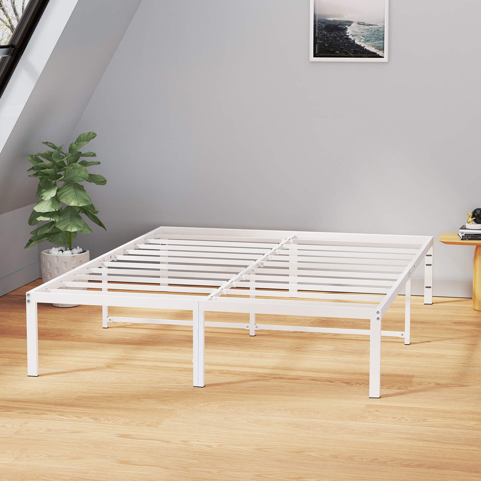 Lucid Foldable Metal Platform Bed Frame and Mattress Foundation