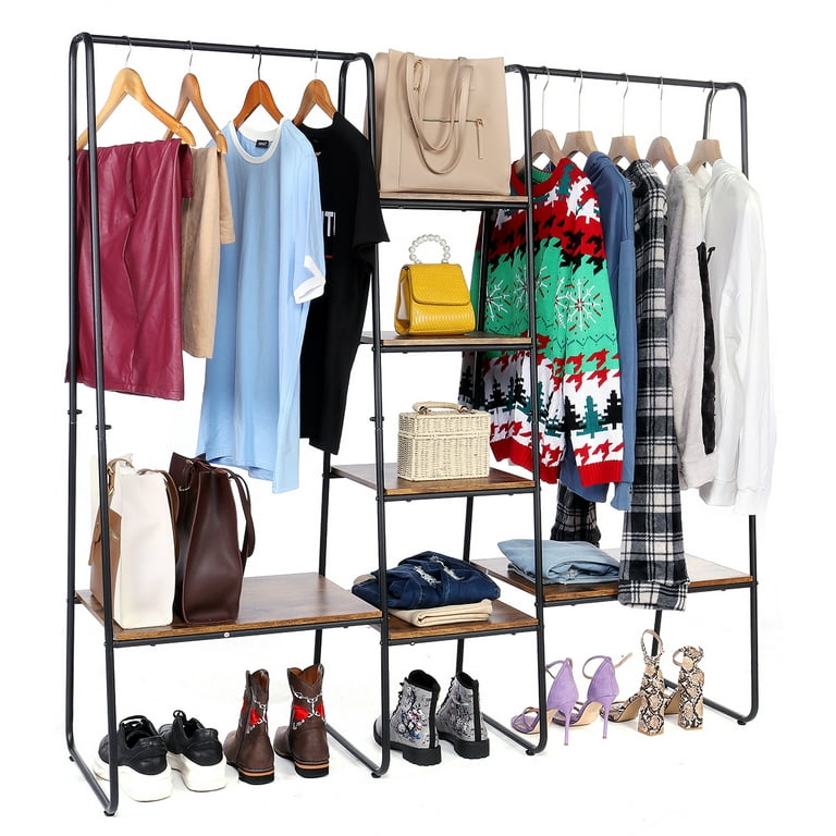 Lusimo Clothes Rack 4 Tiers Clothing Rack with Shelves Heavy Duty