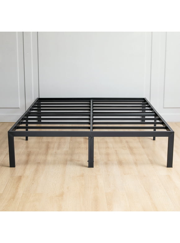 Lusimo Queen Bed Frame 14 inch Platform Bed frame Queen Size No Box Spring Needed Heavy Duty Steel Slat Metal Bed Frame Non Slip Support Easy Quick Lock Assembly Black