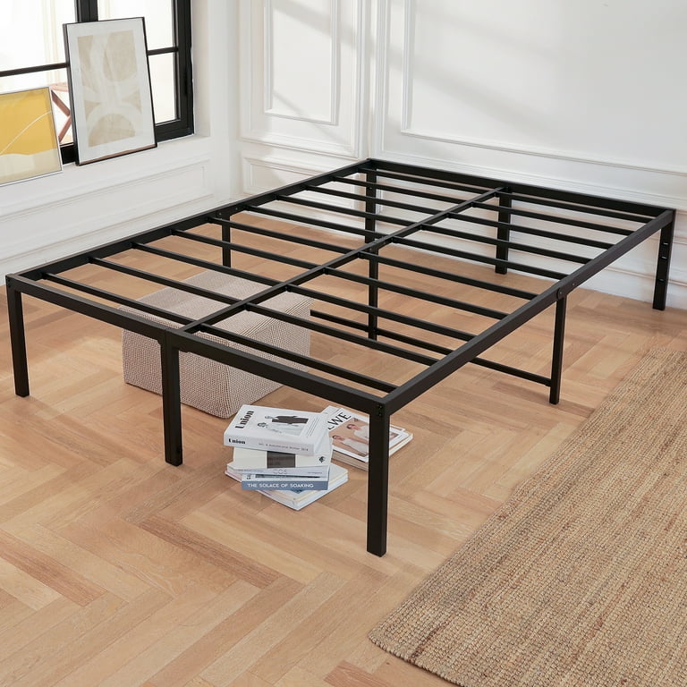 18in Queen Metal Bed Frame Platform Heavy Duty Support No Box Spring Needed