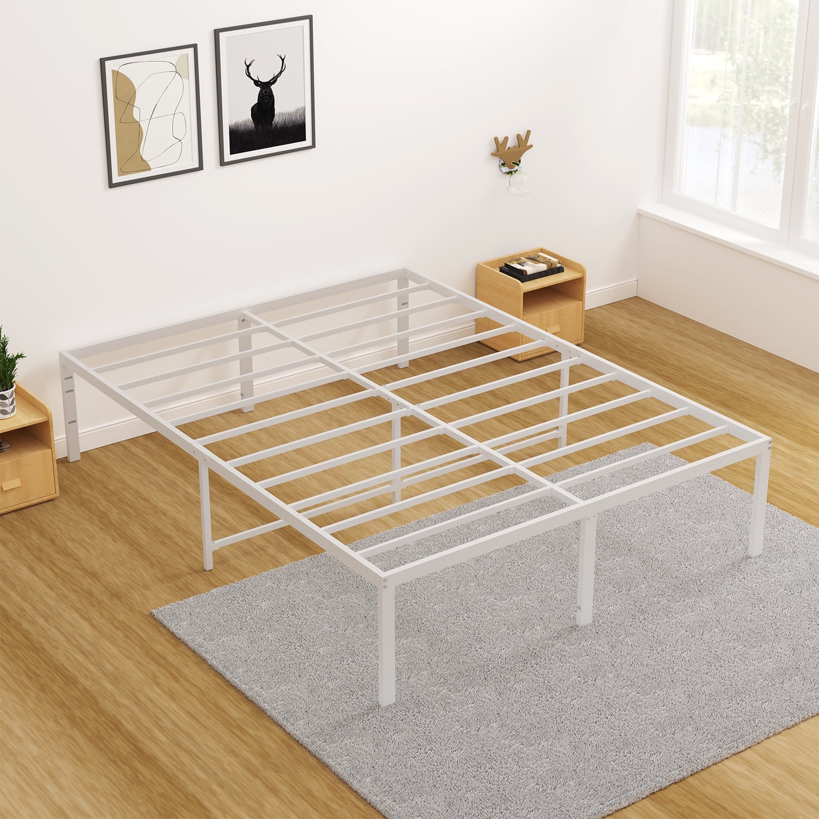Queen platform bed no box spring discount