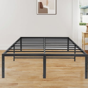 Lusimo Queen Size Bed Frame 18" Heavy Duty Anti-Slip Support Metal Platform Bed Frame Queen with 16" Large Under Bed Storage Space Noise Free Bedframes Easy Lock Assembly, 1500lbs
