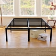 thumbnail image 1 of Lusimo Queen Size Metal Bed Frame 18 inch Heavy Duty Platform Bed Frame Queen with Attach Headboard Hole Anti Slip Support Mattress Foundation, Black, 1 of 11
