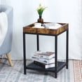 thumbnail image 1 of Lusimo Space-Saving Square Metal Coffee Table with Mesh Shelf, Brown, 1 of 7