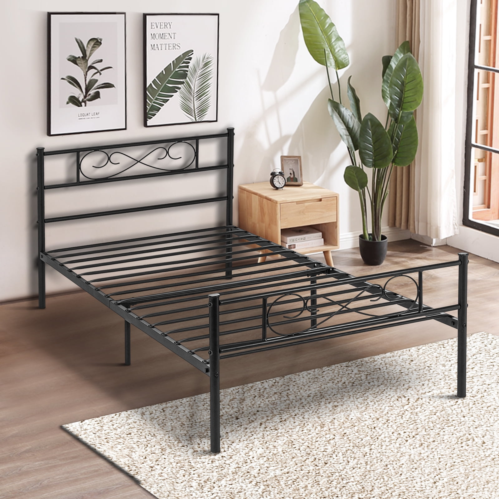 Lusimo Steel Twin Bed Frame with Iron Support and Underneath Storage