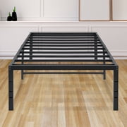 Lusimo Twin Size Metal Bed Frame 18 Inch Heavy Duty Slat Support Platform Bed Frame Twin No Box Spring Needed Easy Assembly 600lbs Load Capacity Mattress Foundation, Black