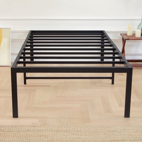 Lusimo Twin XL Metal Bed Frame 18 Inch Heavy Duty Platform Bed Frame Twin XL No Box Spring Needed Easy Assembly 800lbs Load Capacity, Black