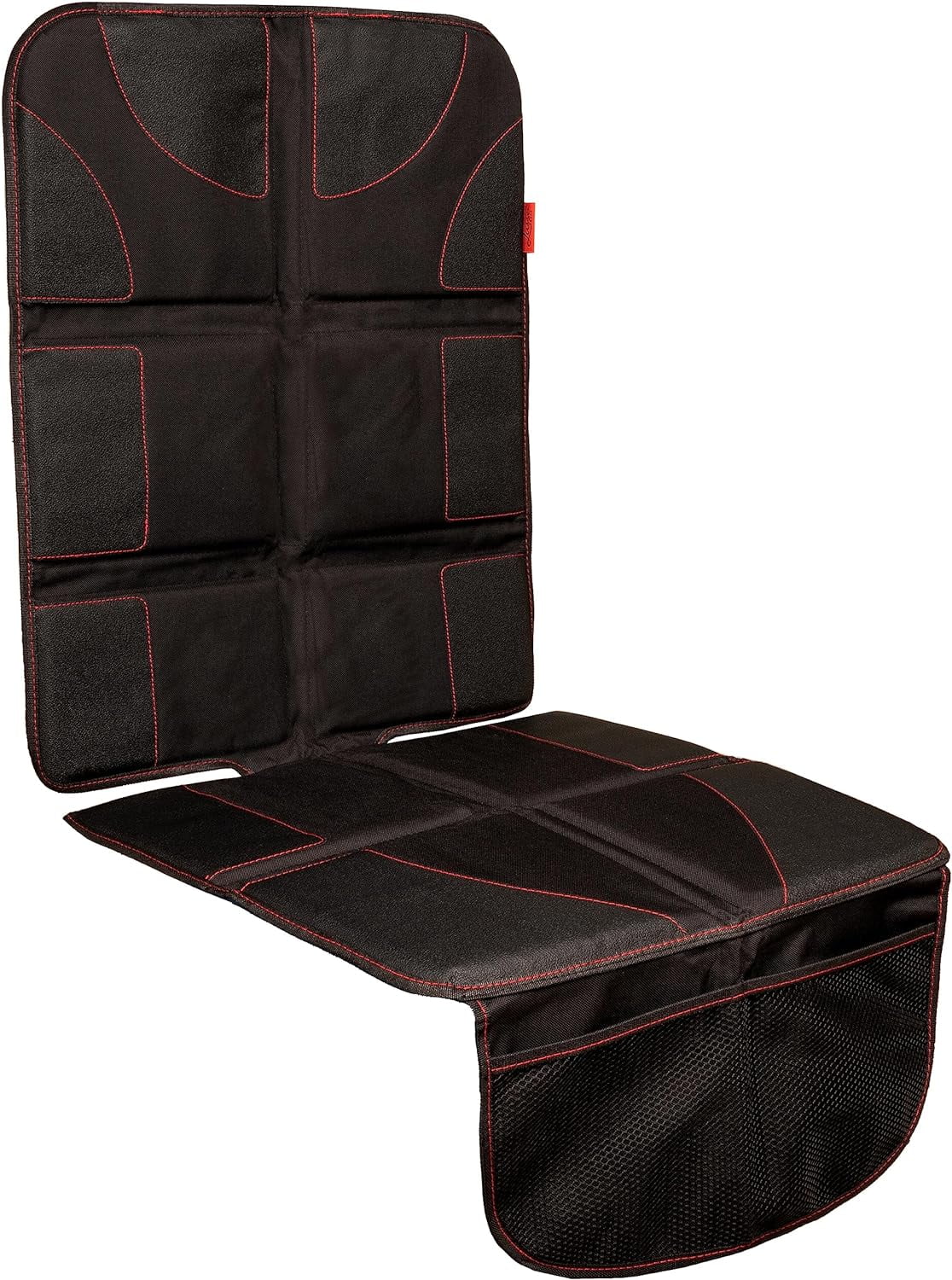 Lusso Gear | Car Seat Protector | Thick Padding, Durable, Waterproof PVC Leather | X-Large, Black with Red Stitching