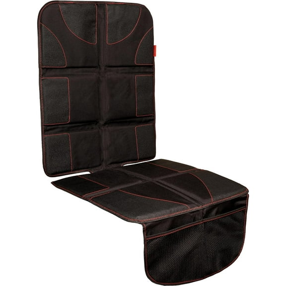 Lusso Gear | Car Seat Protector | Thick Padding, Durable, Waterproof PVC Leather | X-Large, Black with Red Stitching