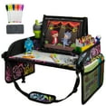 thumbnail image 1 of Lusso Gear Kids Travel Tray with Dry Erase Board, Road Trip Essentials Kids, No-Drop Tablet Holder, Lap Desk, Cup Holder, Toddler Toy Storage, Fits Airplane and Booster Seat (Floral), 1 of 9