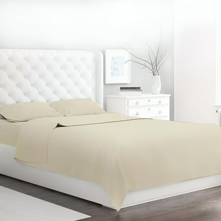 Lussona 1000 Thread Count King Sheets - 100% Cotton Bed Sheets Set with Deep Pockets 4 Piece Bedding and Pillowcases Set (Ivory)