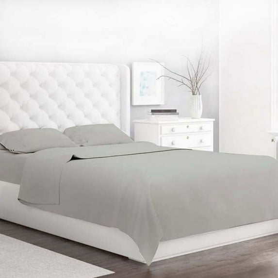 Lussona 1000 Thread Count Queen Sheets - 100% Cotton Bed Sheets Set with Deep Pockets 4 Piece Bedding and Pillowcases Set (Silvery Gray)