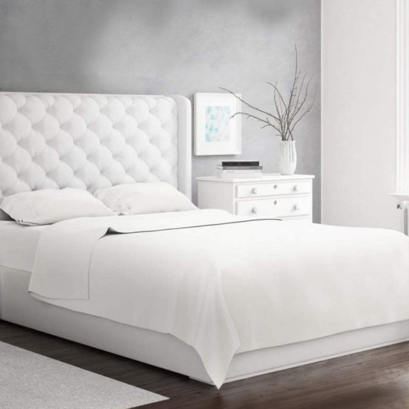 Lussona 1000 Thread Count Queen Sheets - 100% Cotton Bed Sheets Set with Deep Pockets 4 Piece Bedding and Pillowcases Set (White)