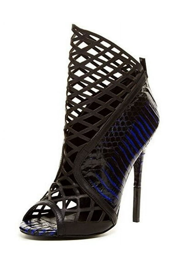 Foxx Hue Blue Cutout Peep Toe Caged High Heel Stiletto Booties (Hue Blue, 7)
