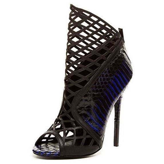 Lust For Life Foxx Hue Blue Cutout Peep Toe Caged High Heel Stiletto Booties (Hue Blue, 8)