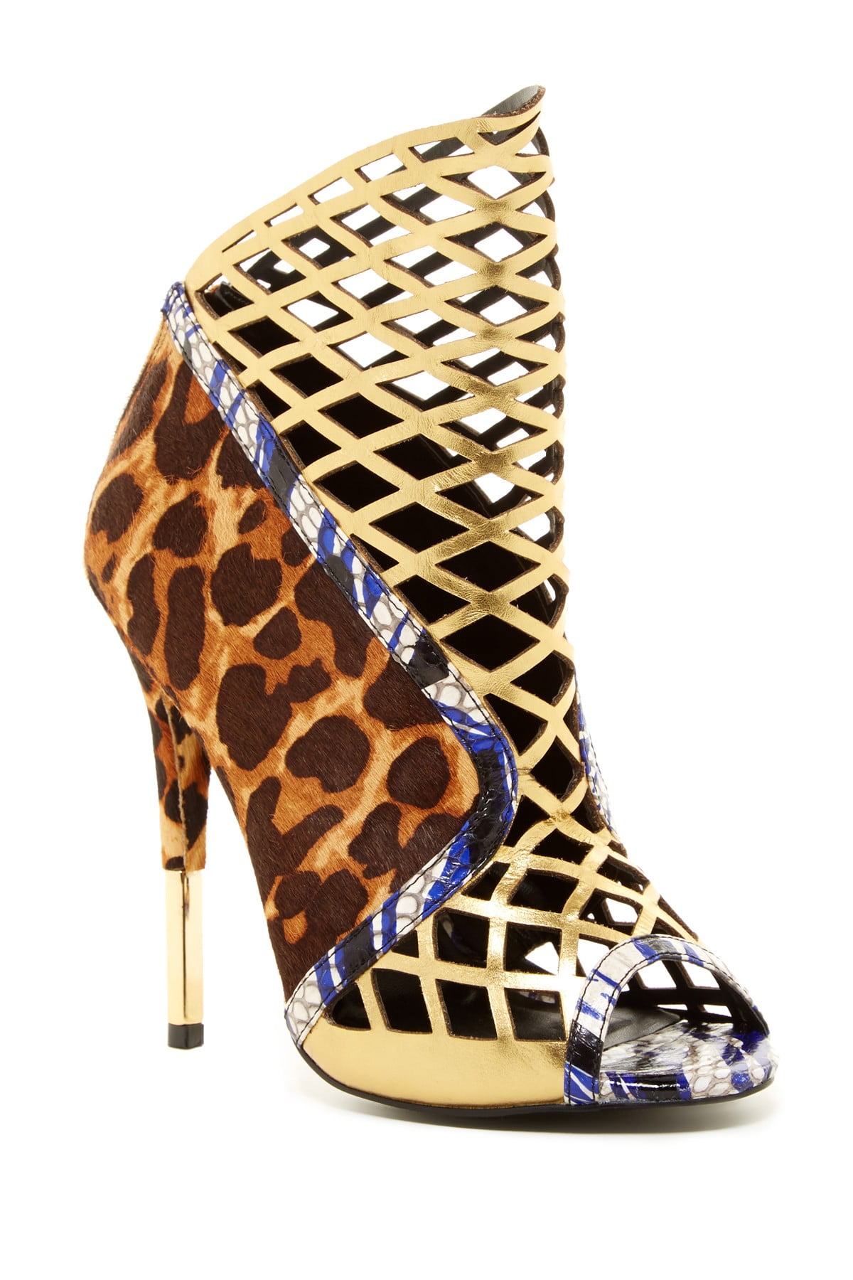 Geometric Cage Cutout Peep Toe Booties main image 1