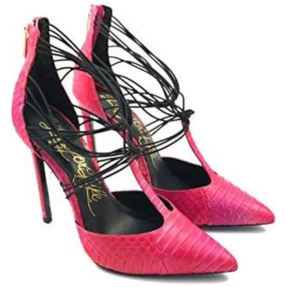 Lust For Life Locust High Heel Pointed Toe Strappy High Heel Dress Caged Pumps (Berry KIss, 6)