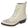 thumbnail image 1 of Lust For Life Portland Boot White Leather Lace Up Pointed Toe Combat Ankle Boot (9), 1 of 6