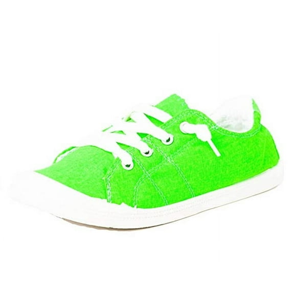 Forever Link Slip-On Comfort-01 Sneaker Neon Green Lace Up Fashion Sneakers (Neon Green, 5)