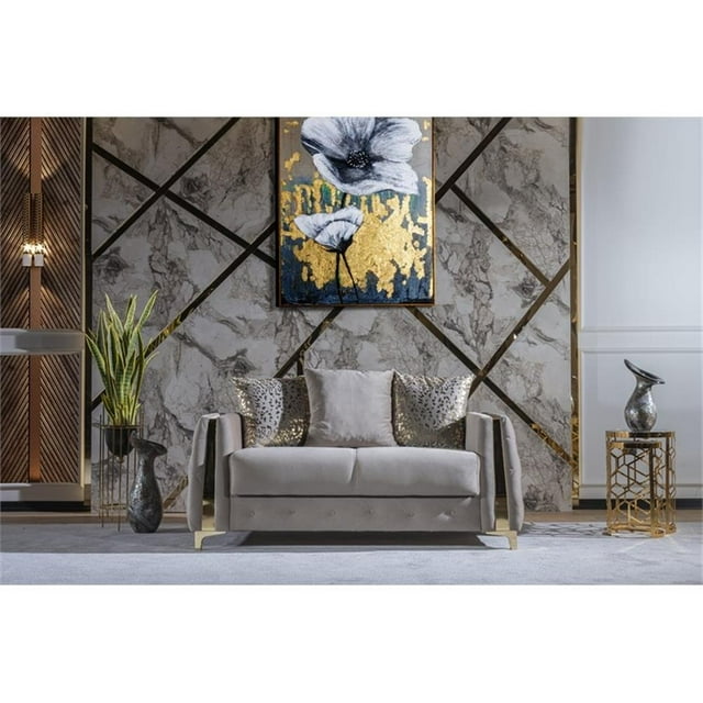 Lust Modern Style Loveseat Made with Wood & Under-seat Storage in Taupe