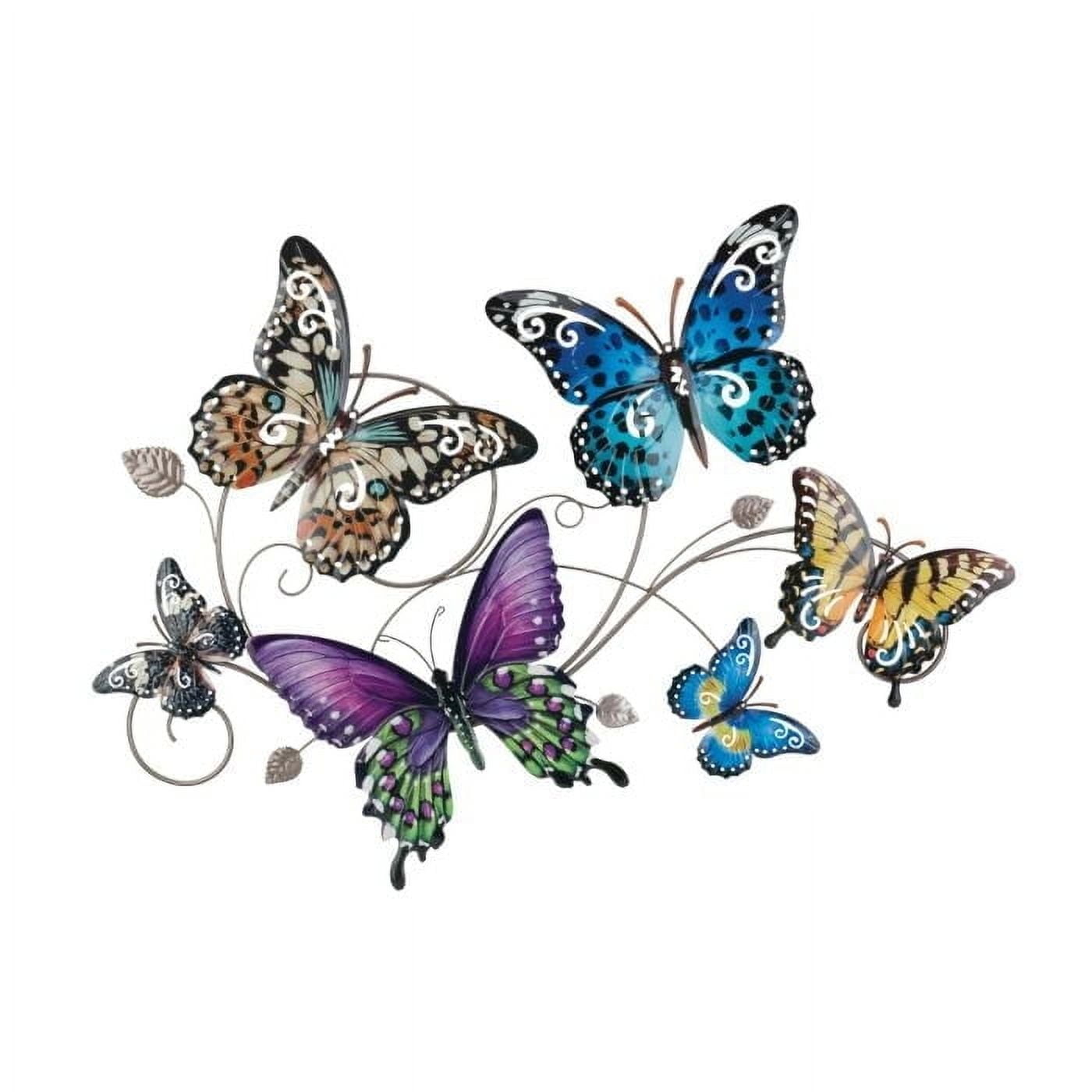 Large Multicolor Metal Butterfly Collage Wall Sculpture