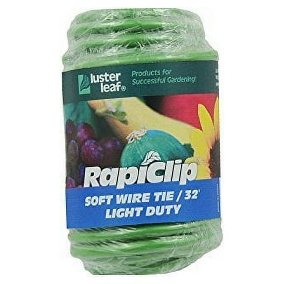 Luster Leaf Rapiclip Soft Wire Plant Tie - Reusable Metal Twist Tie - 32 Ft, Green, 1 Pack