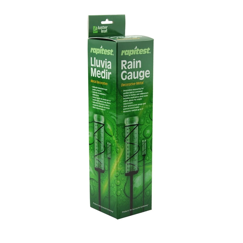 Decorative Metal Rain Gauge with Clear Polystyrene Cylinder