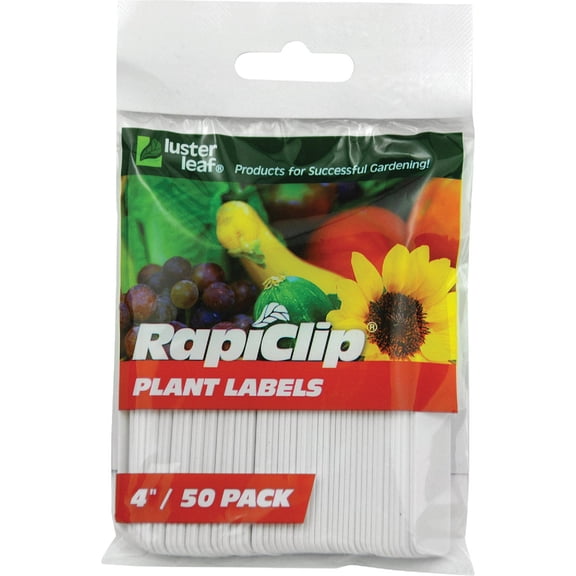 Luster Leaf Garden Plant Labels 827 - 4 In Rectangular Plastic - 50 Pack, White