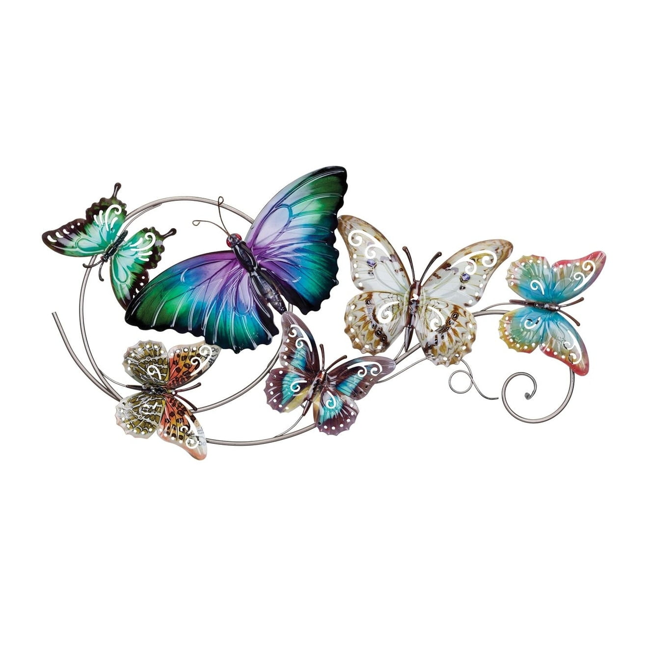 Hand-Painted Multicolor Metal Butterfly Wall Decor