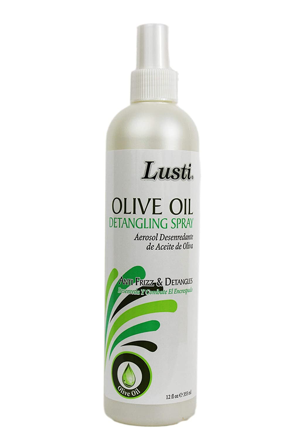 Lusti Olive Oil Detangling Spray, 12 fl oz AntiFrizz Strengthen Damaged Hair Reducing