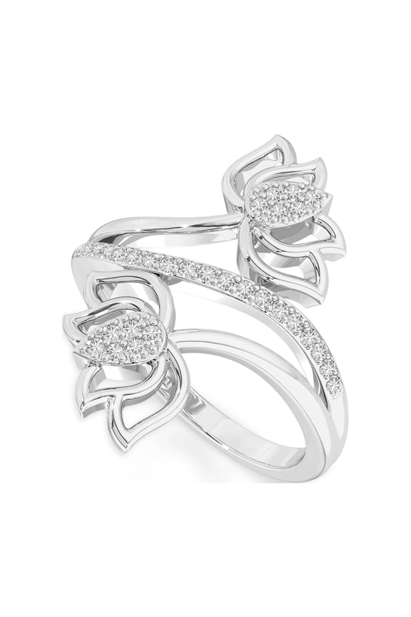 Moissanite Lotus Ring for Women in Sterling Silver, Jewelry Gifts for Her Birthday, Wedding Anniversary, Party, Graduation, Christmas, Mothers Day, Valentines