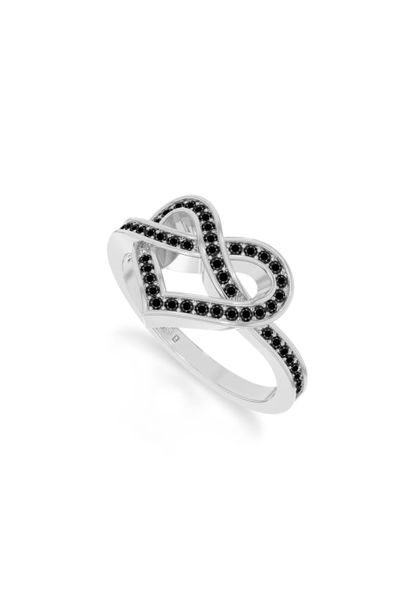 Natural Black Onyx Infinity Heart Promise Ring for Women in Sterling Silver, July Birthstone Jewelry Gifts for Her Birthday, Wedding Anniversary, Party, Graduation, Christmas