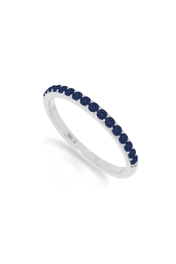 Natural Blue Sapphire Half Eternity Band Ring for Women in Sterling Silver,September Birthstone Jewelry Gifts for Her Birthday,Wedding Anniversary,Graduation,Christmas,Mothers Day