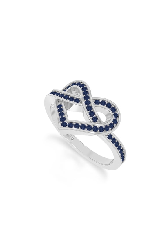 Natural Blue Sapphire Infinity Heart Promise Ring for Women in Sterling Silver, September Birthstone Jewelry Gifts for Her Birthday, Wedding Anniversary, Graduation, Christmas,